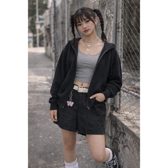 J.Crew Pants - J.Crew Womens Black Linen Velvet Stripe Elastic Waist Shorts Medium Black